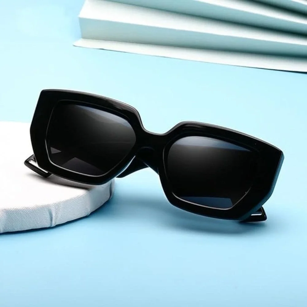 Oversized Black Square Sunglasses Men's Fashion‎ Eyeglasses Hip Hop Cholo Rapper